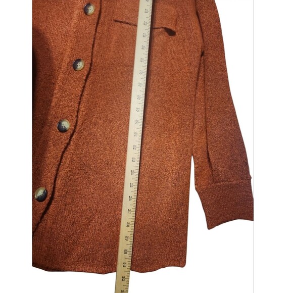 Women Sz M Button Up Cardigan Sweater Warm Grandmacore Church Burnt Orange Rust - Picture 4 of 4
